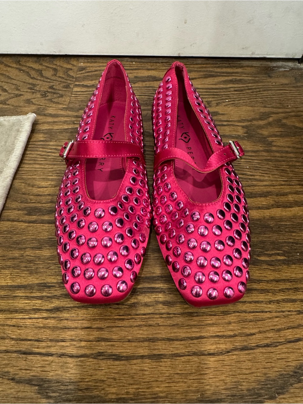 Katy Perry Collections Hot Pink Jeweled Mary Jane Flats